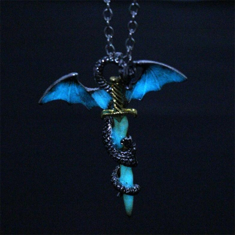 Leuchtender Schmuck Drachen-Schwert Anhänger Halskette Dunkle Anime Halskette