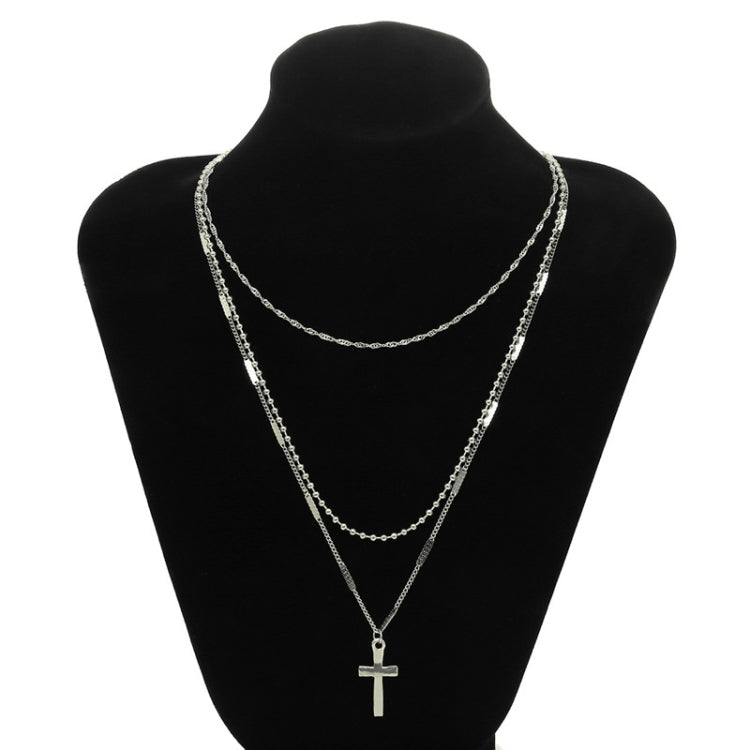 Damen Handgemachte Mehrfachketten Kreuz Anhänger Halskette