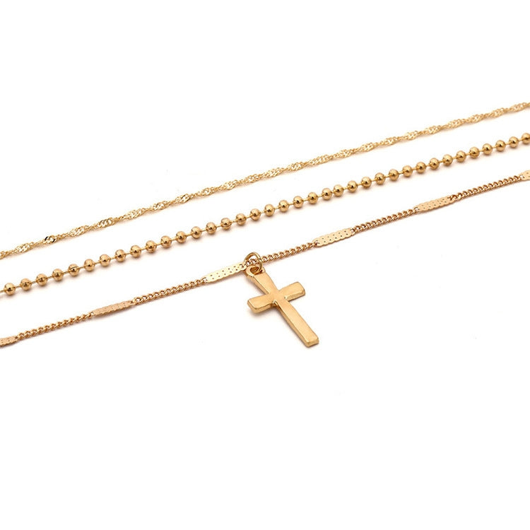 Damen Handgemachte Mehrfachketten Kreuz Anhänger Halskette
