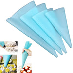 4 Stück Silikon Spritzbeutel Gebäckbeutel Düsen DIY Kuchen Dekorationswerkzeuge, Spritzbeutel(Blau), Spritzbeutel(Weiß), Spritzbeutel(Rosa), Spritzbeutel(Grün)