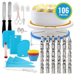 106-teiliges Tortendrehplatten-Set aus Edelstahl, Dekorationsdüsen, Tortendekorations-Backwerkzeug, 106 Stk./Set Violett, 106 Stk./Set Blau