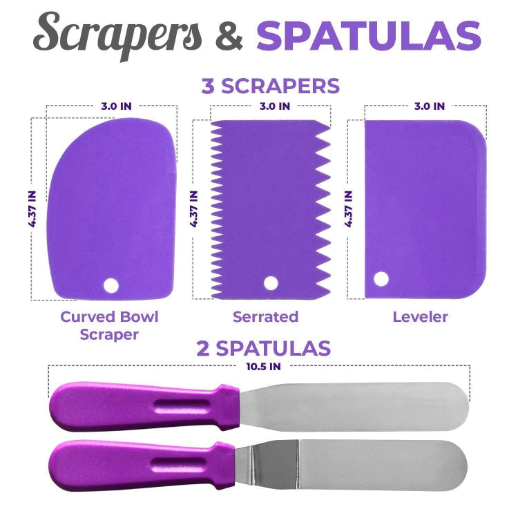 106-teiliges Tortendrehplatten-Set aus Edelstahl, Dekorationsdüsen, Tortendekorations-Backwerkzeug, 106 Stk./Set Violett, 106 Stk./Set Blau