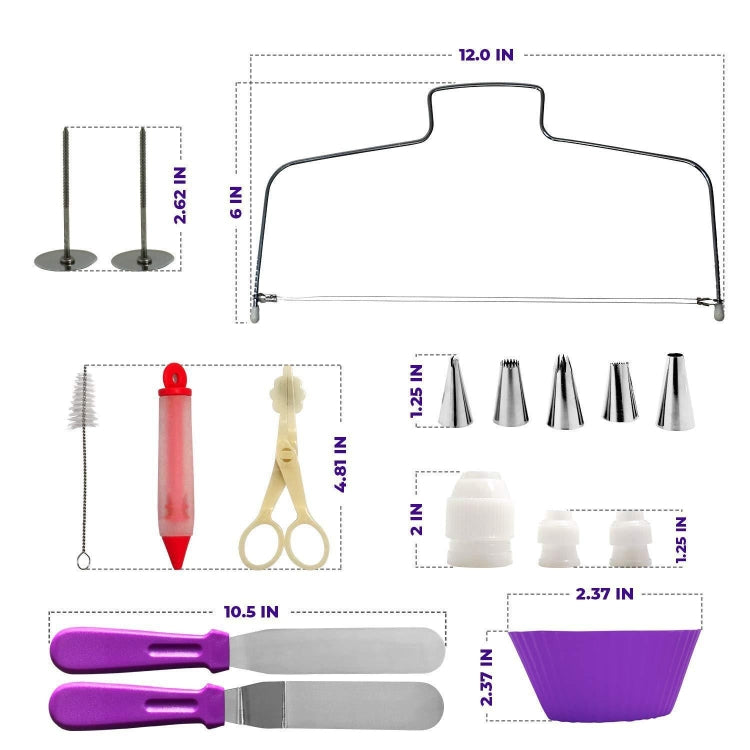 106-teiliges Tortendrehplatten-Set aus Edelstahl, Dekorationsdüsen, Tortendekorations-Backwerkzeug, 106 Stk./Set Violett, 106 Stk./Set Blau