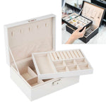 Tragbare Leder Schmuck Aufbewahrungsbox Halsketten Ringe Uhren Aufbewahrungsbox, Doppelschichtig