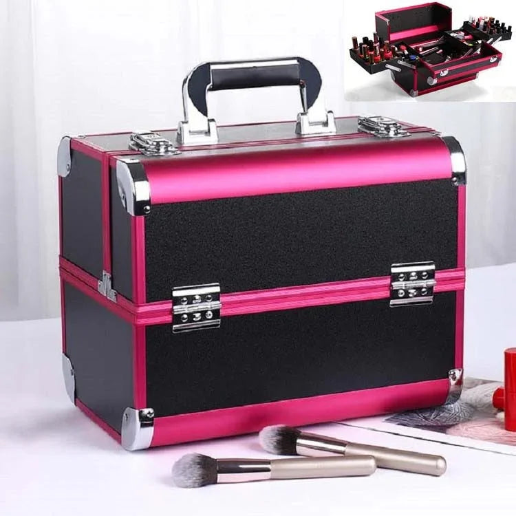 Professioneller Make-up-Koffer Schönheitssalon-Maniküre-Werkzeugkasten, Magisches Rot, Korallenpuder, Elegantes Schwarz, Edelpuder, Übergröße Schwarz, Übergröße Rosa