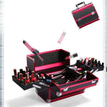 Professioneller Make-up-Koffer Schönheitssalon-Maniküre-Werkzeugkasten, Magisches Rot, Korallenpuder, Elegantes Schwarz, Edelpuder, Übergröße Schwarz, Übergröße Rosa
