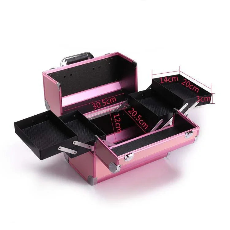 Professioneller Make-up-Koffer Schönheitssalon-Maniküre-Werkzeugkasten, Magisches Rot, Korallenpuder, Elegantes Schwarz, Edelpuder, Übergröße Schwarz, Übergröße Rosa