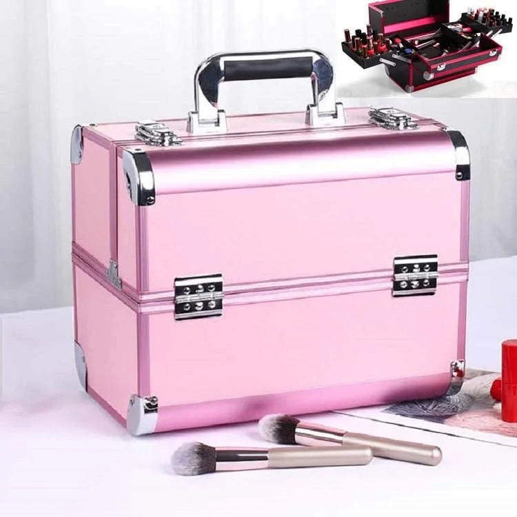 Professioneller Make-up-Koffer Schönheitssalon-Maniküre-Werkzeugkasten, Magisches Rot, Korallenpuder, Elegantes Schwarz, Edelpuder, Übergröße Schwarz, Übergröße Rosa