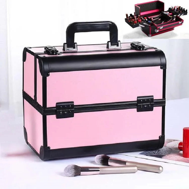 Professioneller Make-up-Koffer Schönheitssalon-Maniküre-Werkzeugkasten, Magisches Rot, Korallenpuder, Elegantes Schwarz, Edelpuder, Übergröße Schwarz, Übergröße Rosa