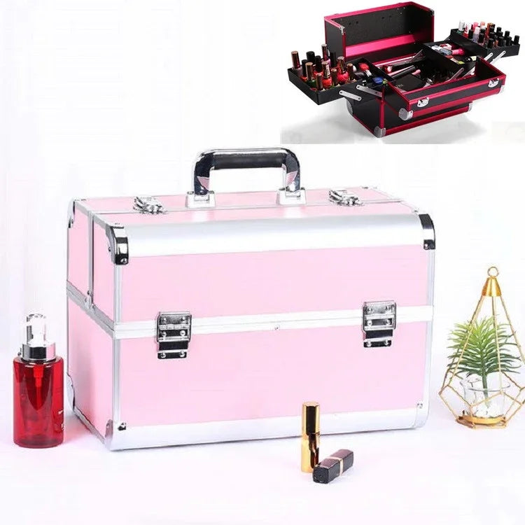 Professioneller Make-up-Koffer Schönheitssalon-Maniküre-Werkzeugkasten, Magisches Rot, Korallenpuder, Elegantes Schwarz, Edelpuder, Übergröße Schwarz, Übergröße Rosa