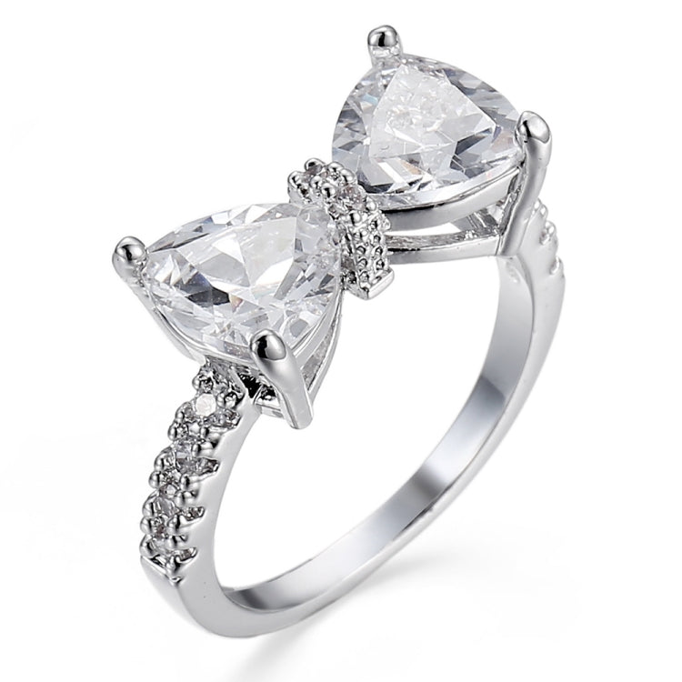 Damen Modischer Niedlicher Schleifen Design Zirkon Ring, 8, 10