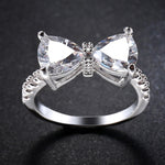 Female Fashion Lovely Bowknot Design Zircon Ring, 8, 10