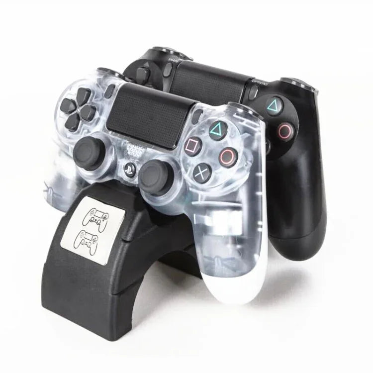 Ladestation mit LED-Anzeige, Doppelgriff und zwei USB-Ladeanschlüssen für PlayStation 4/PS4 Pro/PS4 Slim Wireless-Controller, kompatibel mit PS4 Pro/PS4 Slim