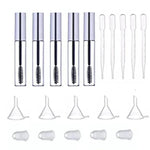 5-teiliges Set: 12 ml leere Mascara-Tuben mit Wimpernbürstchen + 5 Trichter und Pipetten für selbstgemachte Rizinusöl-Behälter
