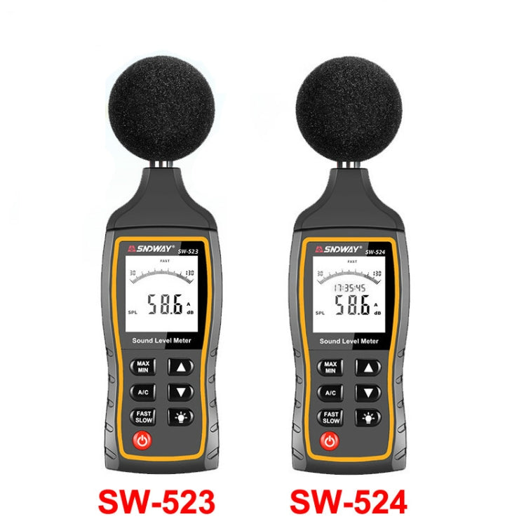SNDWAY Handheld hochpräzises Geräusch-Dekibel-Messgerät, SW523, SW524 (Speicher+USB-Kommunikation)