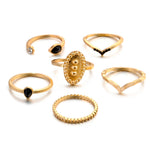 6 STK Damen Boho Einfach Modisch Geprägte Wassertropfen mit Diamantringe Set Schmuck, Gold, Silber