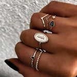 6 STK Damen Boho Einfach Modisch Geprägte Wassertropfen mit Diamantringe Set Schmuck, Gold, Silber
