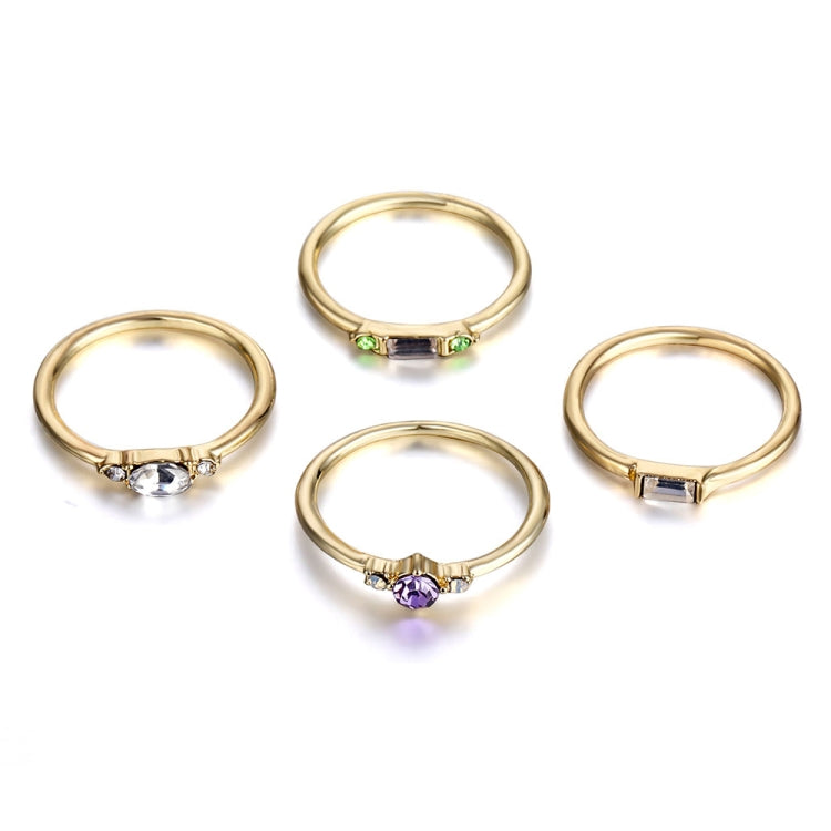 4er-Set Damen Vintage Boho Kristall Zirkon Ring, Größen 6, 7, 8, 9, 5, 10