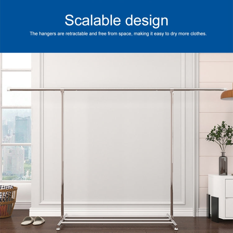 120-200cm Teleskop-Wäscheständer Outdoor Balkon Aufbewahrungsregal Edelstahl Kleiderständer Einzelstange Kleiderständer, 120-200cm