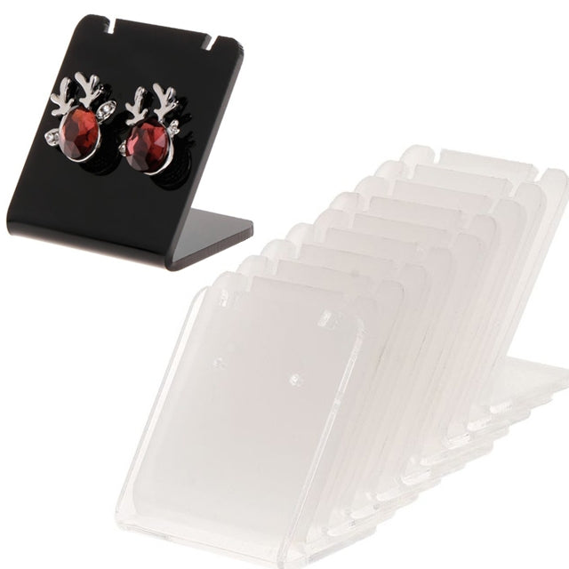 10er-Set Ohrring-Regal Displayständer Halter L-förmig Rechteck Acryl Professionelle Ohrstecker Schmuckhalterung