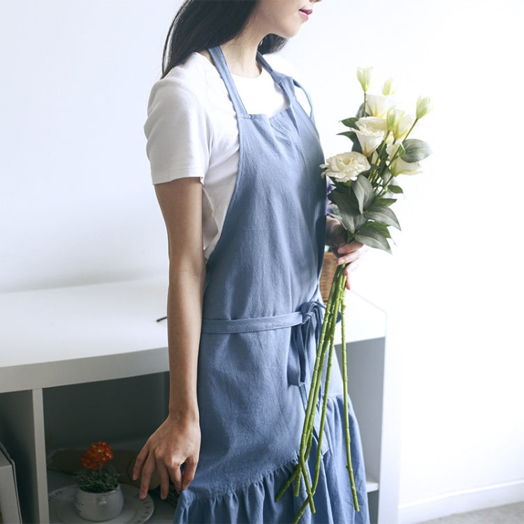 Baumwoll-Leinen-Fischschwanz-Schürze, lang, schmal geschnitten, für Floristen, Nagelstudios, Overalls