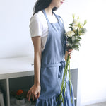 Baumwoll-Leinen-Fischschwanz-Schürze, lang, schmal geschnitten, für Floristen, Nagelstudios, Overalls