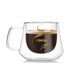 Doppelwandbecher Bürotassen Wärmeisolierung Doppelter Kaffeebecher Kaffeeglas, Beschriftet, Unbeschriftet