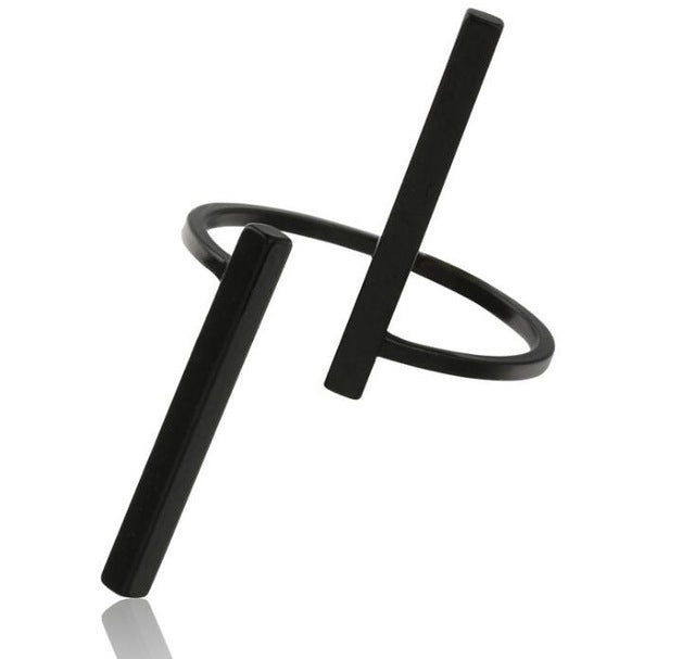 Kreative einfache geometrische offene Fingerringe Persönlichkeitsschmuck, Schwarz, Silber, Gold
