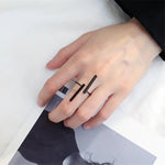 Kreative einfache geometrische offene Fingerringe Persönlichkeitsschmuck, Schwarz, Silber, Gold
