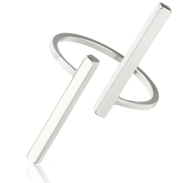 Kreative einfache geometrische offene Fingerringe Persönlichkeitsschmuck, Schwarz, Silber, Gold