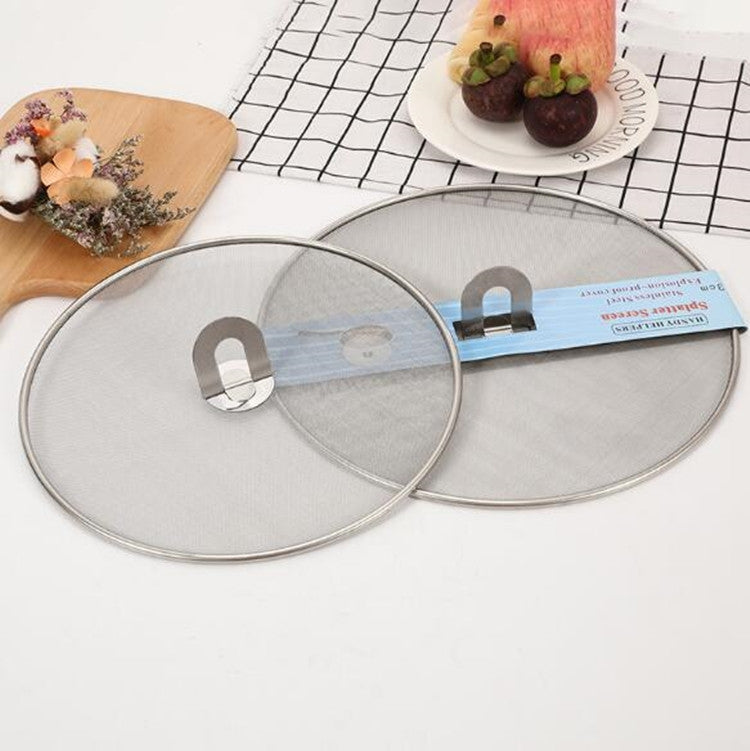 Edelstahl-Spritzschutz für Bratpfannen, Ölspritzschutz-Netzabdeckung, Pizza-Tablett, Küchenhelfer, 33 cm Ölspritzschutz