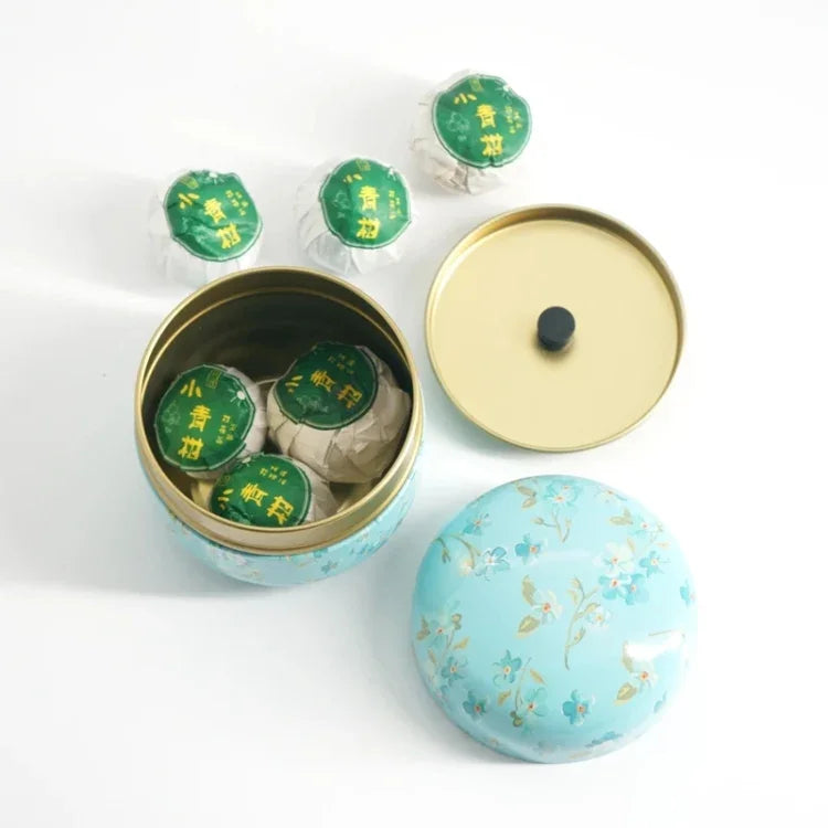 HOOMIN Teedose Teeglas Aufbewahrungsbehälter Teedosen Matcha Behälter Mini Kaffeepulver Organizer Dosen Multifunktions Rund Metall, Kirschfarbe, Moshan Blüte