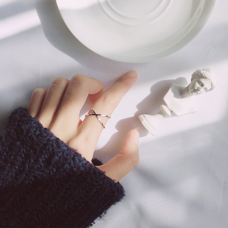 Sterlingsilber Einfaches Kreuz Offener Ring Schmuck