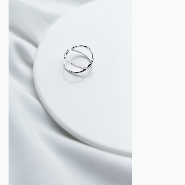 Sterlingsilber Einfaches Kreuz Offener Ring Schmuck