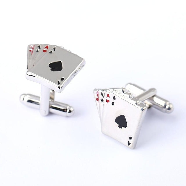 4A Poker Manschettenknöpfe Herren Französische Hemdmanschetten Karten Design Manschettenknöpfe Mode für Herren