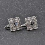 Classic Luxury Rhinestone Crystal Square Custom Enamel Men Cufflink Male French Shirt Cuff links Wedding, Light Yellow Gold Color, Silver Plated