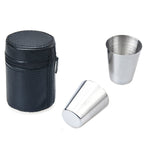 2 Sets Outdoor Mini Edelstahl Kleines Weinglas Wander Camping Reise Tragbarer Trinkbecher Set mit Lederetui, Klein 30ml Reise Tragbarer Trinkbecher