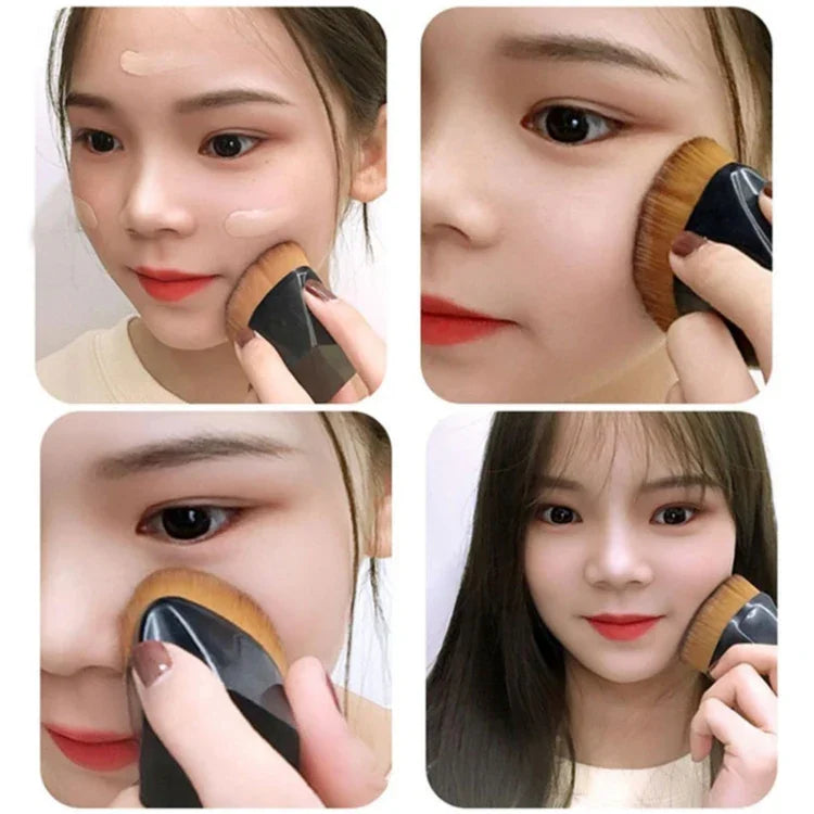Foundation-Pinsel mit Blütenblattform BB-Creme Make-up-Pinsel Puderpinsel Flachset Pincel Maquiagem, Schwarz, Pink