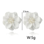 2 STK Hübsche weiße Blumen-Perlen-Anhänger Kreis-Ohrringe