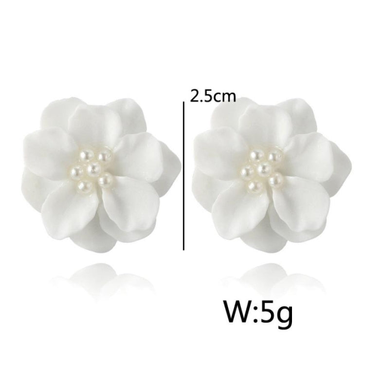 2 STK Hübsche weiße Blumen-Perlen-Anhänger Kreis-Ohrringe