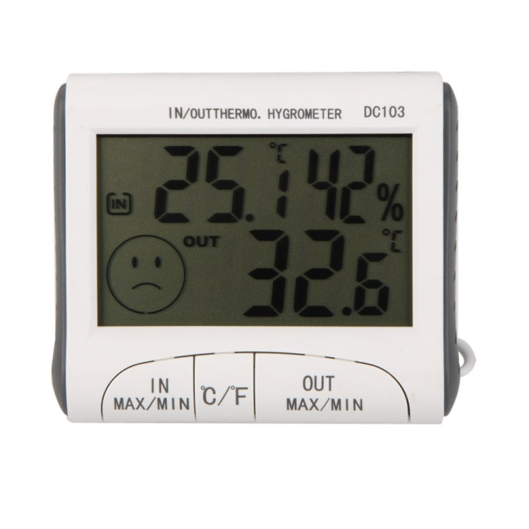 LCD-Digital-Thermometer-Hygrometer mit Feuchtigkeitsmesser und kabelgebundenem Temperatursensor mit externem Fühler Weiß, LCD-Digital-Thermometer