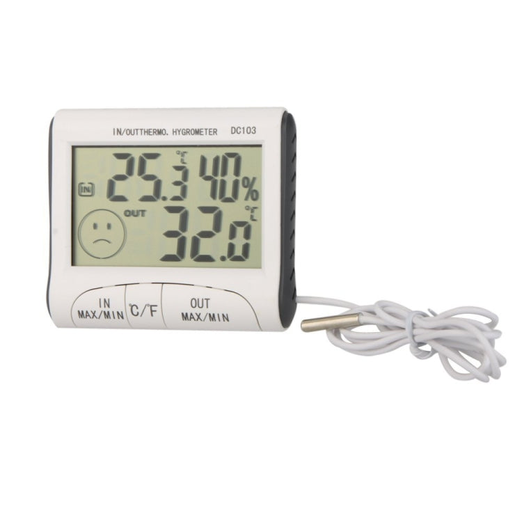 LCD-Digital-Thermometer-Hygrometer mit Feuchtigkeitsmesser und kabelgebundenem Temperatursensor mit externem Fühler Weiß, LCD-Digital-Thermometer