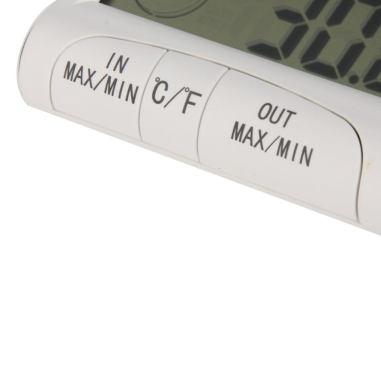 LCD-Digital-Thermometer-Hygrometer mit Feuchtigkeitsmesser und kabelgebundenem Temperatursensor mit externem Fühler Weiß, LCD-Digital-Thermometer