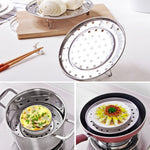 Multifunktionale Wasserdichte Einlegeboden Dampfplatte Edelstahl Dampfgitterkäfig Dampfblech Dampfrost, 20cm, 22cm, 24cm, 26cm