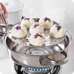 Multifunktionale Wasserdichte Einlegeboden Dampfplatte Edelstahl Dampfgitterkäfig Dampfblech Dampfrost, 20cm, 22cm, 24cm, 26cm