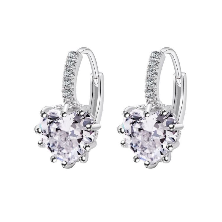 Niedliche Herz Echt 925 Sterlingsilber Cubic Zirkonia Stein Ohrringe, Platin mit weißem Zirkonia, Platin mit lila Zirkonia, Platin mit meerblauem Zirkonia, Platin mit Champagner, Platin mit olivgrün, Gold mit gelbem Zirkonia