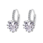 Niedliche Herz Echt 925 Sterlingsilber Cubic Zirkonia Stein Ohrringe, Platin mit weißem Zirkonia, Platin mit lila Zirkonia, Platin mit meerblauem Zirkonia, Platin mit Champagner, Platin mit olivgrün, Gold mit gelbem Zirkonia