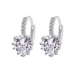 Niedliche Herz Echt 925 Sterlingsilber Cubic Zirkonia Stein Ohrringe, Platin mit weißem Zirkonia, Platin mit lila Zirkonia, Platin mit meerblauem Zirkonia, Platin mit Champagner, Platin mit olivgrün, Gold mit gelbem Zirkonia