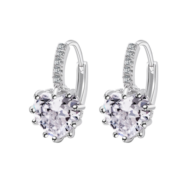 Niedliche Herz Echt 925 Sterlingsilber Cubic Zirkonia Stein Ohrringe, Platin mit weißem Zirkonia, Platin mit lila Zirkonia, Platin mit meerblauem Zirkonia, Platin mit Champagner, Platin mit olivgrün, Gold mit gelbem Zirkonia
