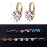 Niedliche Herz Echt 925 Sterlingsilber Cubic Zirkonia Stein Ohrringe, Platin mit weißem Zirkonia, Platin mit lila Zirkonia, Platin mit meerblauem Zirkonia, Platin mit Champagner, Platin mit olivgrün, Gold mit gelbem Zirkonia